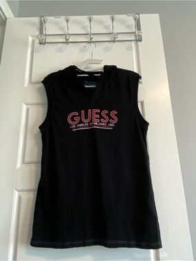 NWOT GUESS Black Sleeveless Logo Hooded Tank